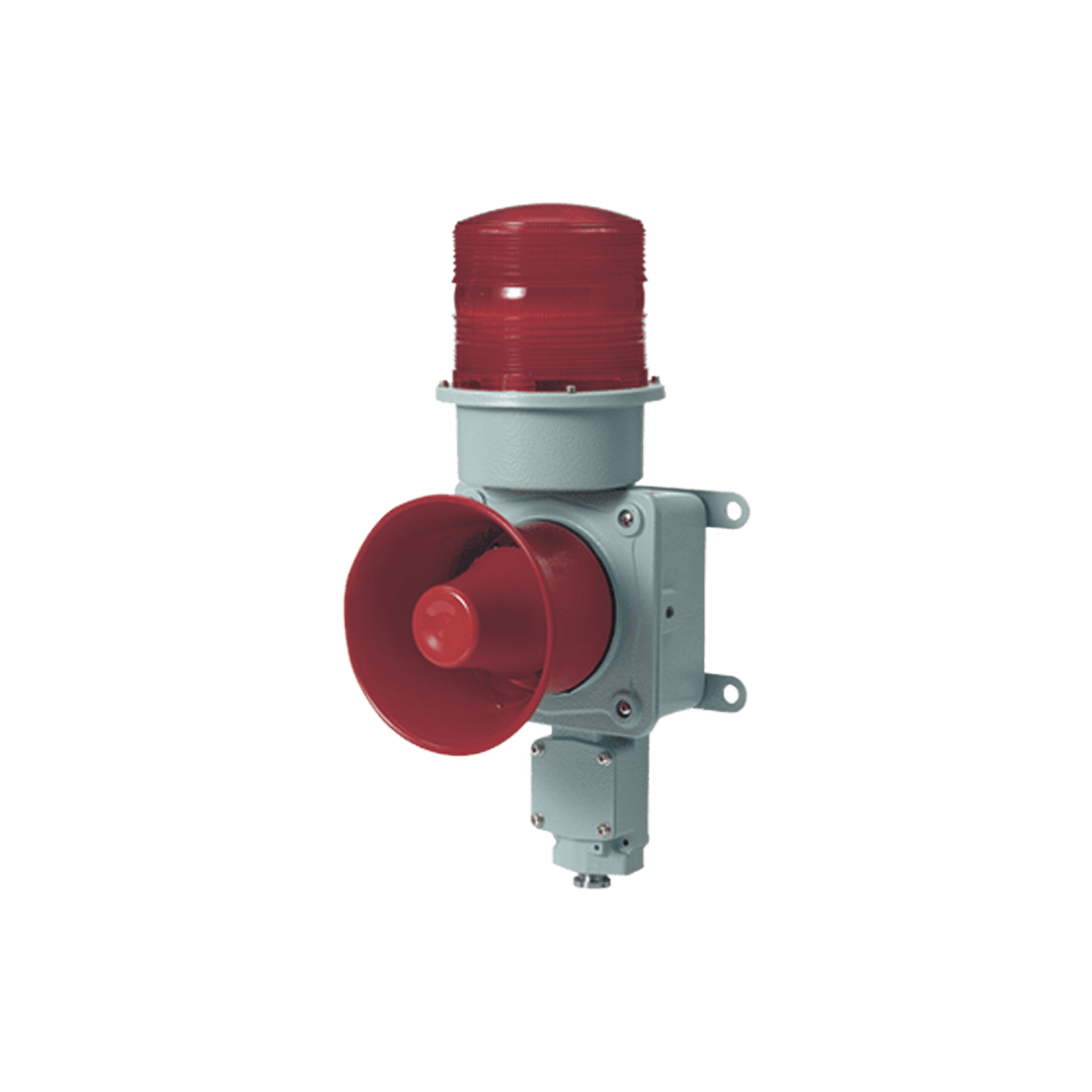 CombinaciÃ³n de baliza LED color roja con sirena electrÃ³nica para aplicaciones de la industria pesada  mÃ¡x.120 dB a 120 VCA