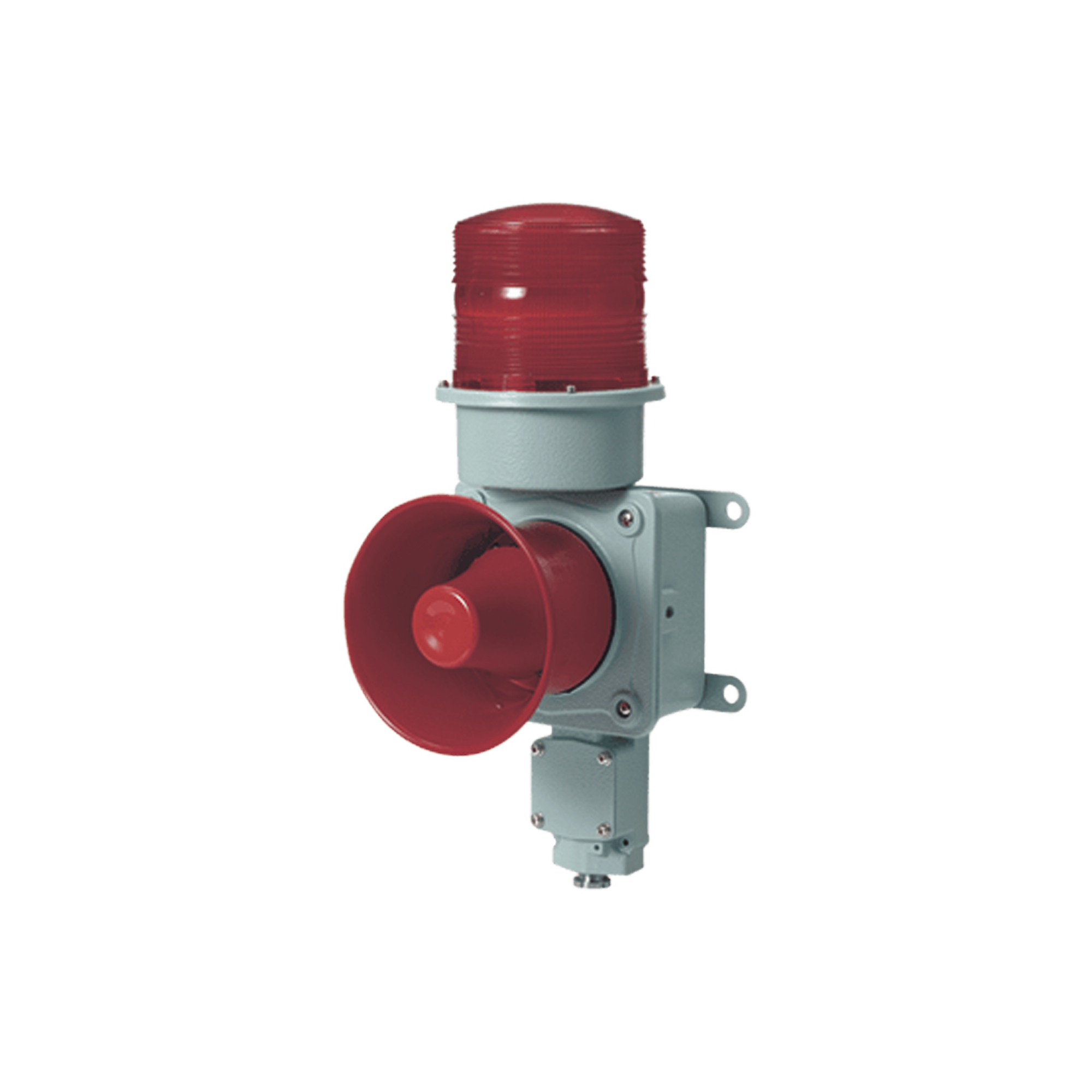 CombinaciÃ³n de baliza LED color roja con sirena electrÃ³nica para aplicaciones de la industria pesada  mÃ¡x.120 dB a 120 VCA