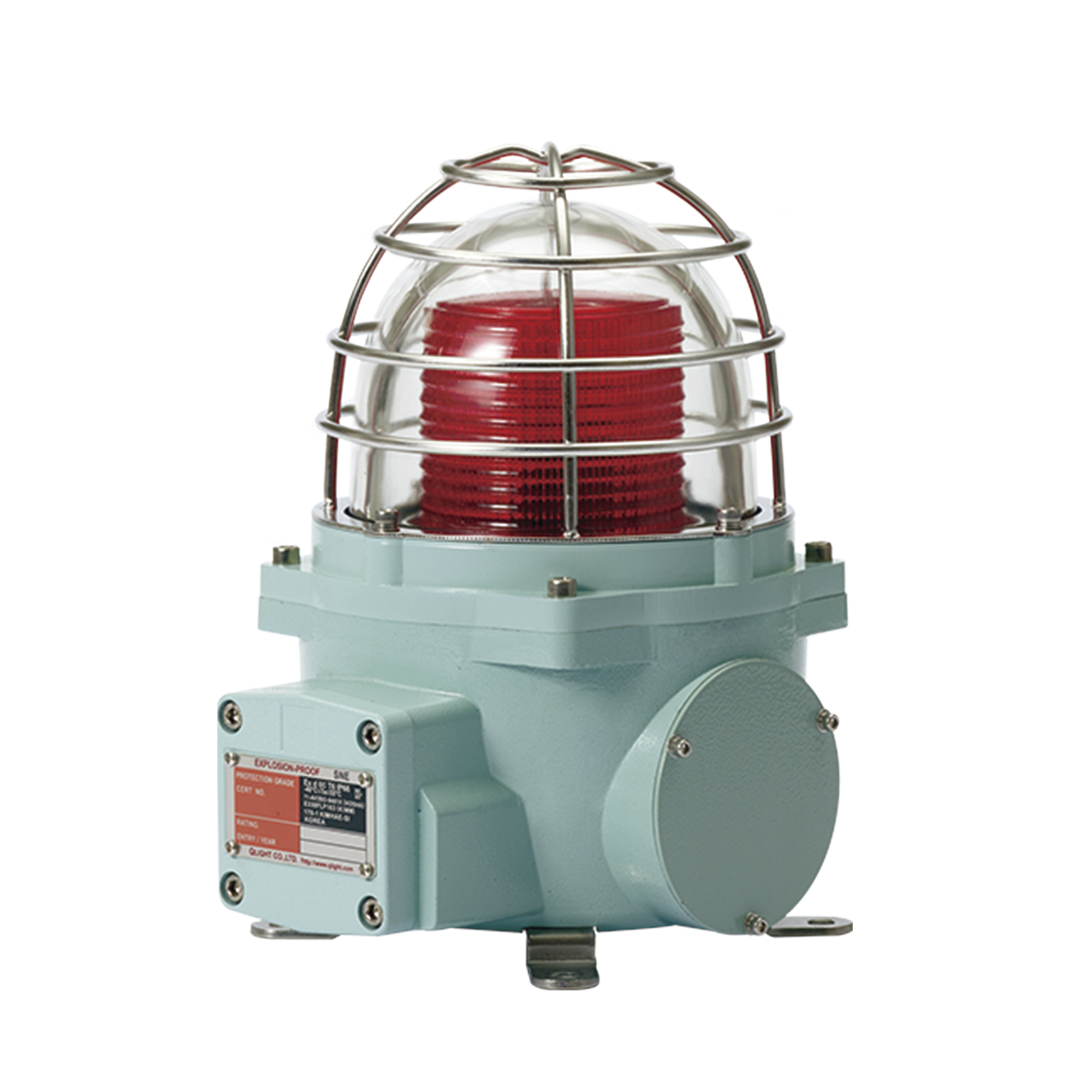 Baliza con luz LED color Rojo con patrÃ³n de destello fijo o flasheante, ideal para zonas y Ã¡reas peligrosas, opera en un rango de 120 VAC