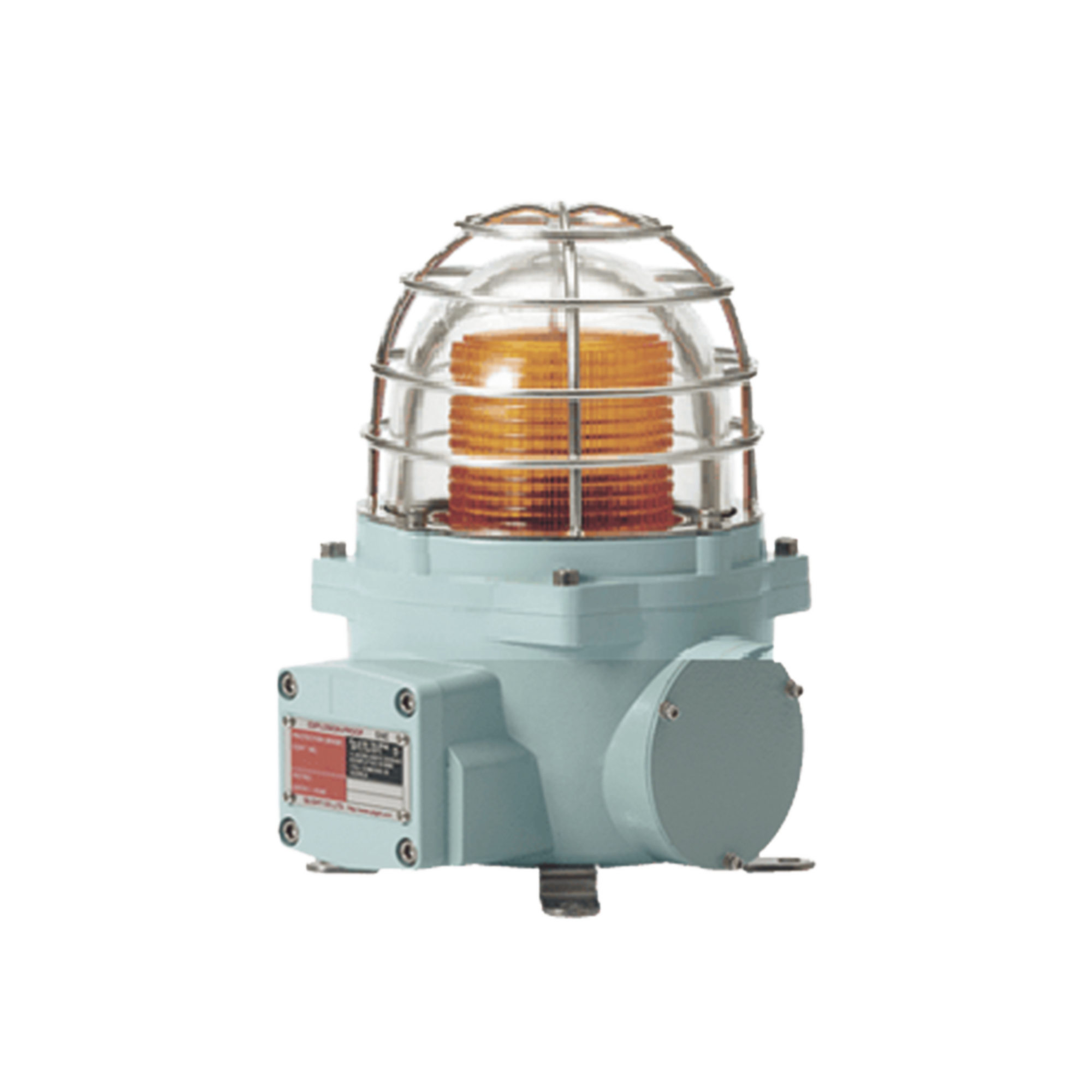 Baliza con luz LED color Ãmbar con patrÃ³n de destello fijo o flasheante, ideal para zonas y Ã¡reas peligrosas, opera en un rango de 12-24 VCD