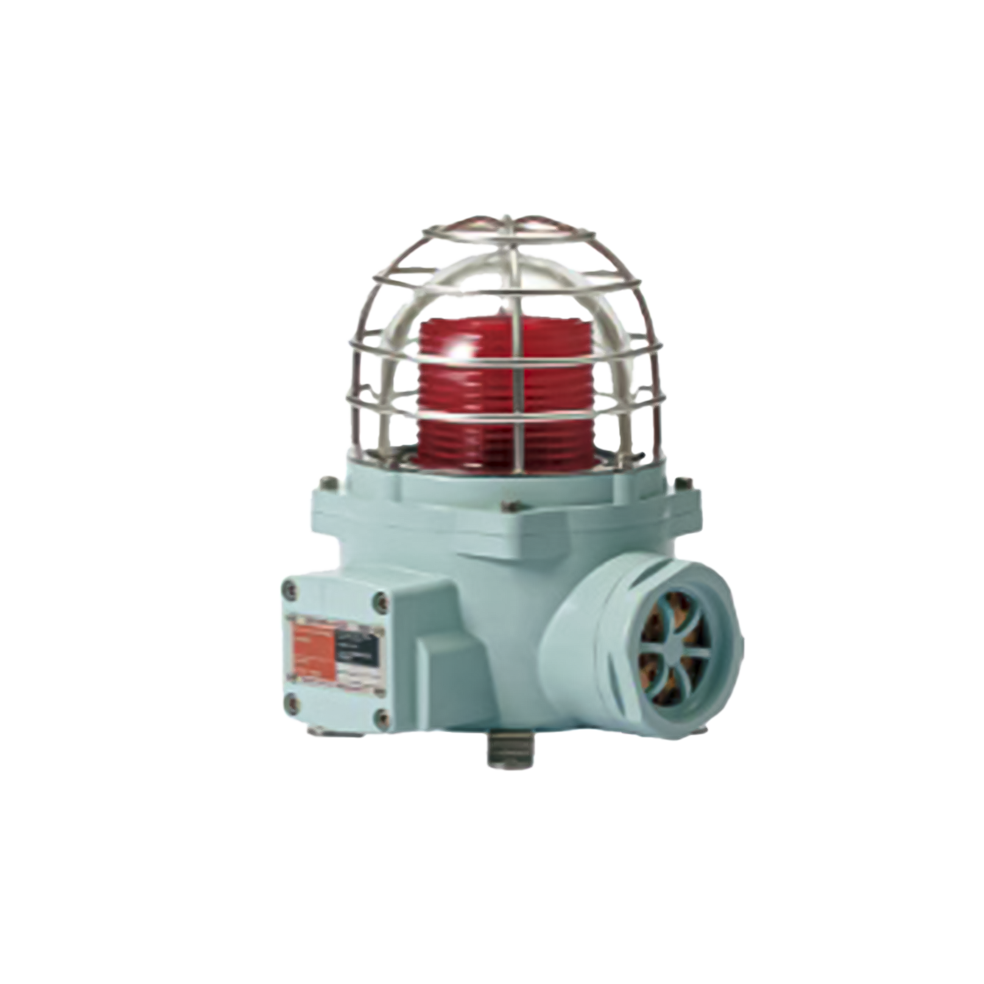 Luz LED color Rojo de advertencia con patrÃ³n de destello flasheante/fijo para zonas peligrosas con buzzer incluido a 105 dB. de 24 VCD