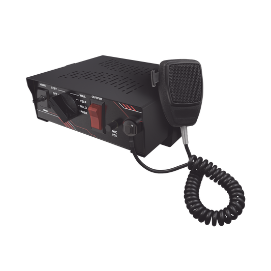 Sirena Vehicular de 100W de Potencia, Con Switch Giratorio de 6 posiciones y MicrÃ³fono Integrado de Uso Rudo