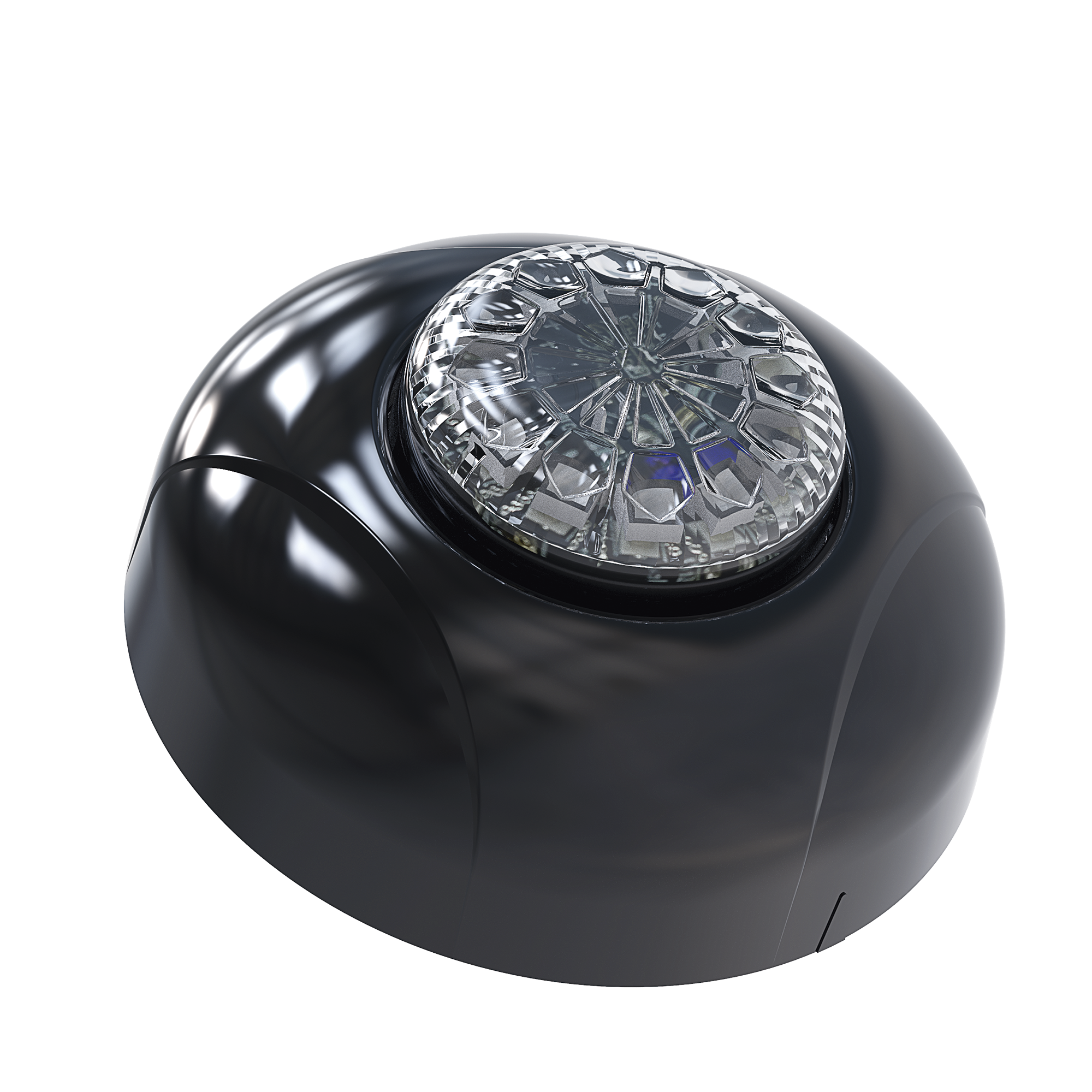 Estrobo Oculto de 12 LED, Brida negra, 12 Vcd, Rojo/Azul, Lente transparente