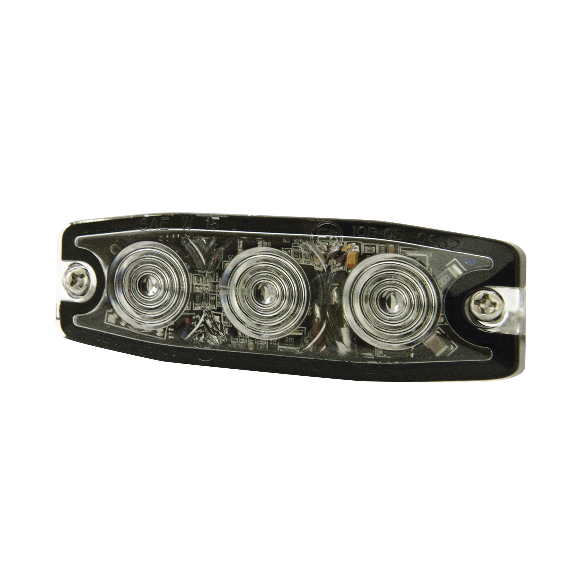 Luz Auxiliar de 3 LED, Ã¡mbar, SAE Clase I, Lente transparente