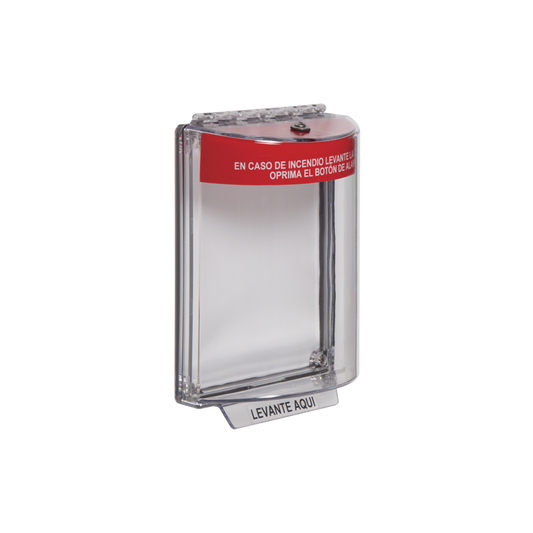 Cubierta Transparente Serie Universal StopperÂ®, Texto De Incendio En EspaÃ±ol