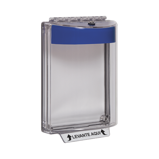 Cubierta universal transparente con mensaje de incendio en EspaÃ±ol