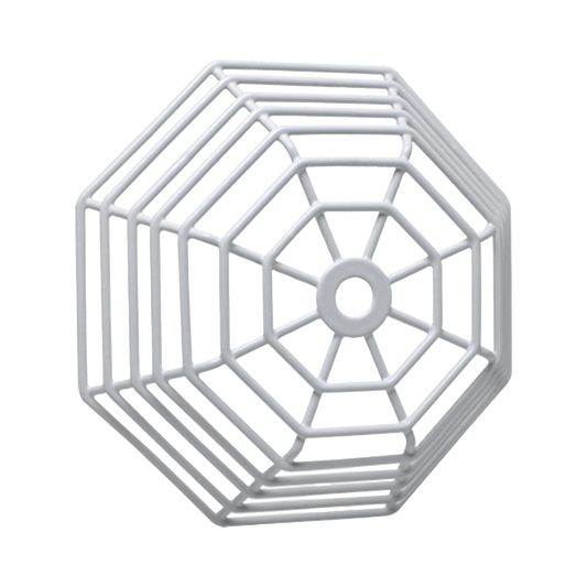 Rejilla de acero Web StopperÂ® para protecciÃ³n de detectores de humo de vandalismo y accidentes. Bajo perfil, montaje empotrado.