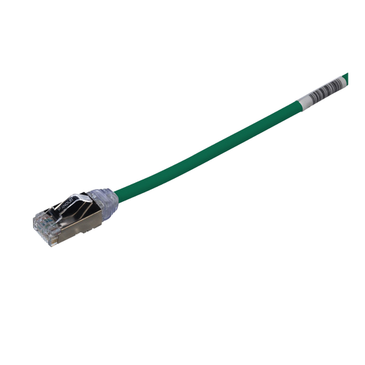 Patch Cord Cat6A, Diametro Reducido 28 AWG, Blindado S/FTP, CM/LS0H, 20 cm, Color Verde