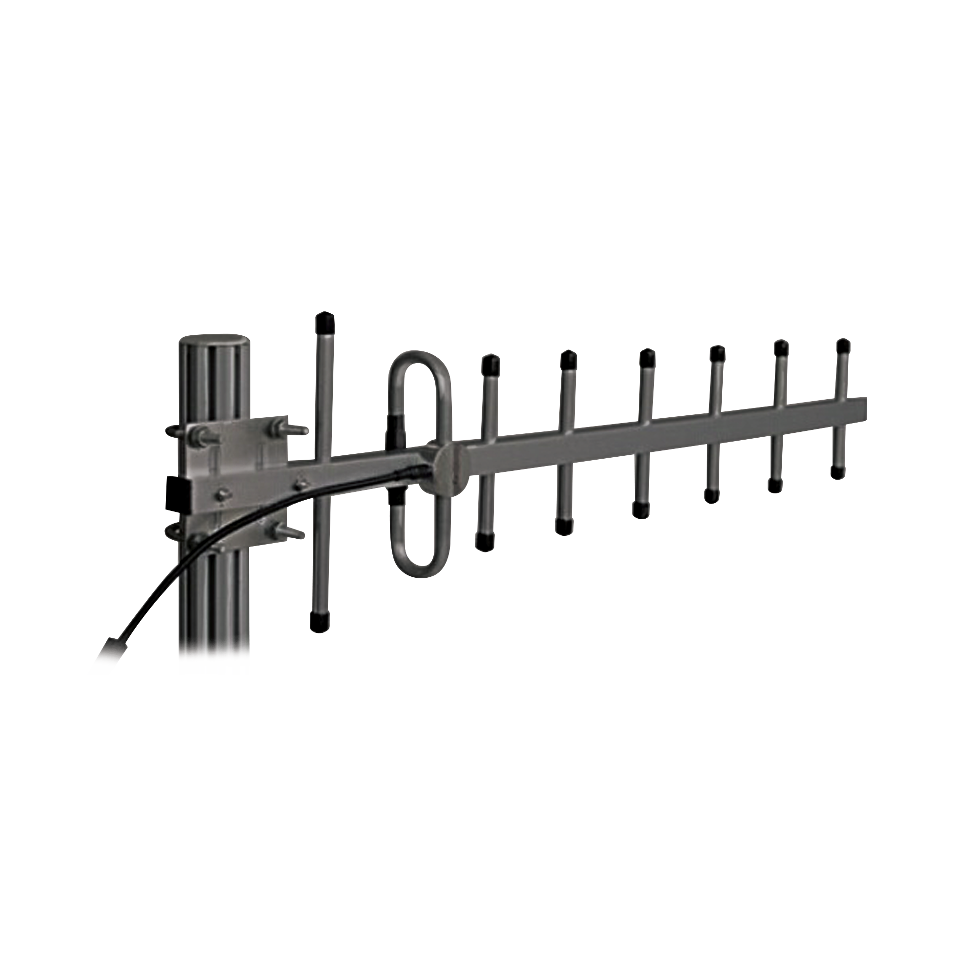 Antena Yagi 360-380 MHz, 10dB Ganancia, 7 Elementos, Anodizada en Negro, 250 Watt, N Hembra.