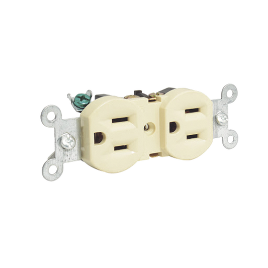 Contacto dÃºplex tapa marfil base negra 15A 127 Vca