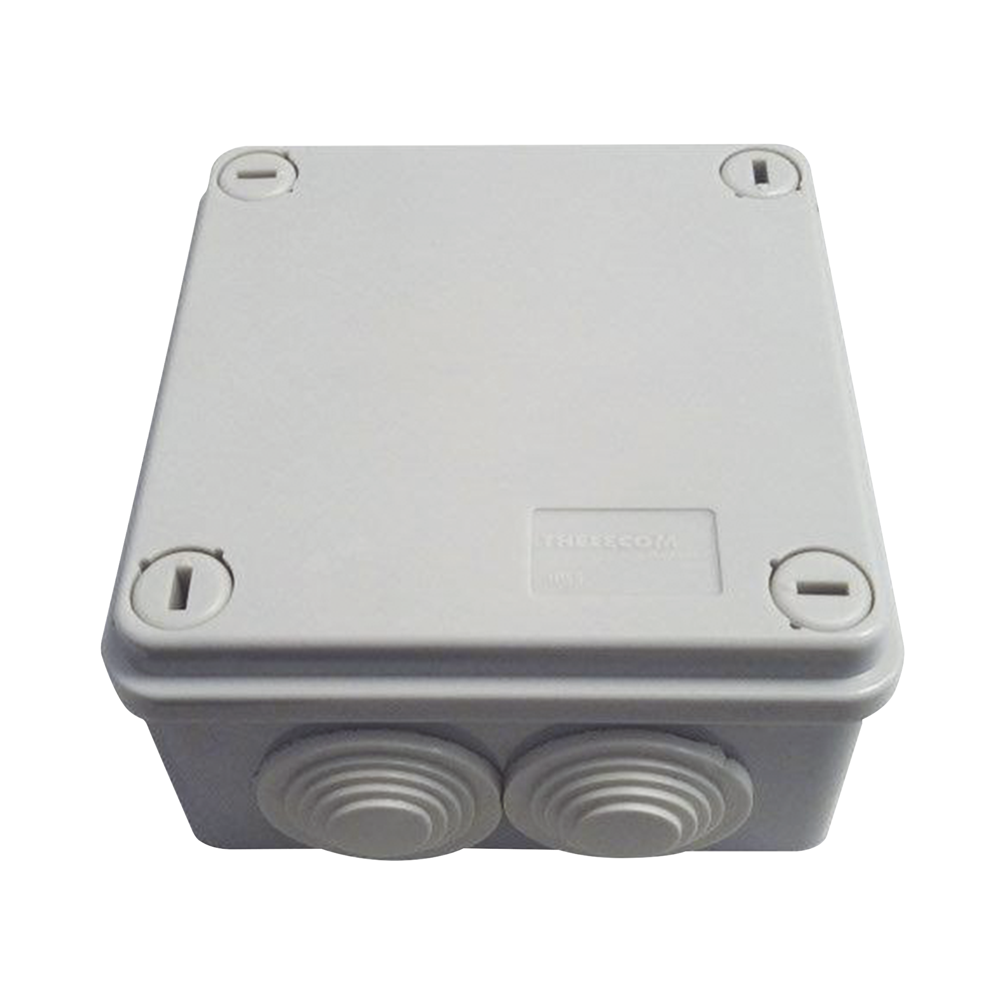 Caja tipo estanca IP55, con 6 entradas, tapa y tornillo de vuelta de 1/4, 100 X 100 X 50 mm, color gris