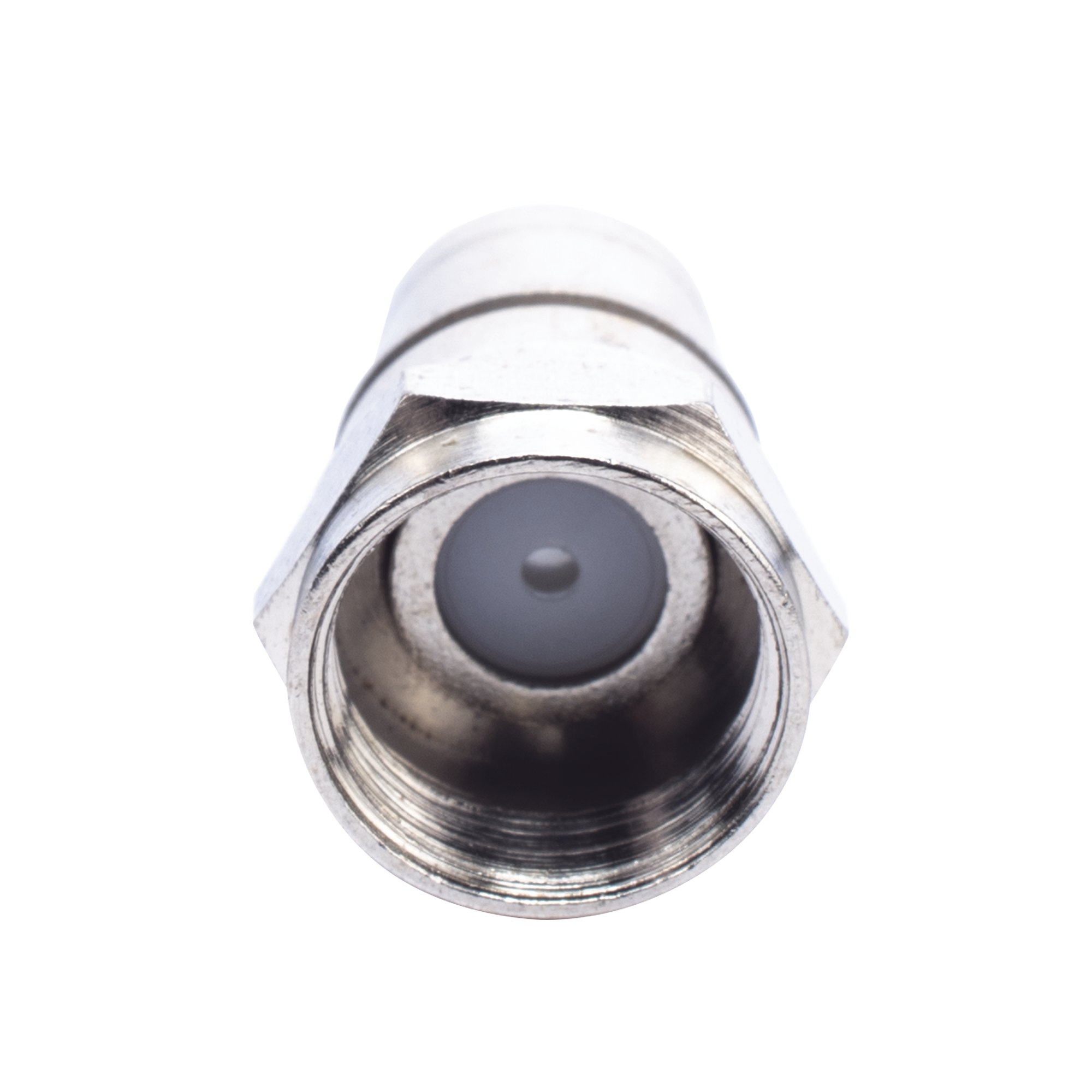 Conector F Macho Plegable, Con PIN para Cable RG-59, Cuerpo de Bronce Niquelado.