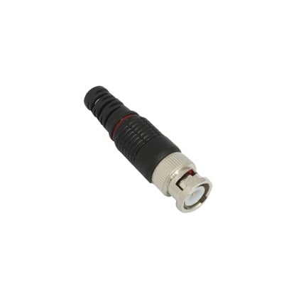Conector BNC macho en 75 Ohm con Base de Alivio PlÃ¡stica Negra para Cable Coaxial RG-59/ NÃ­quel/ Oro / TeflÃ³n.