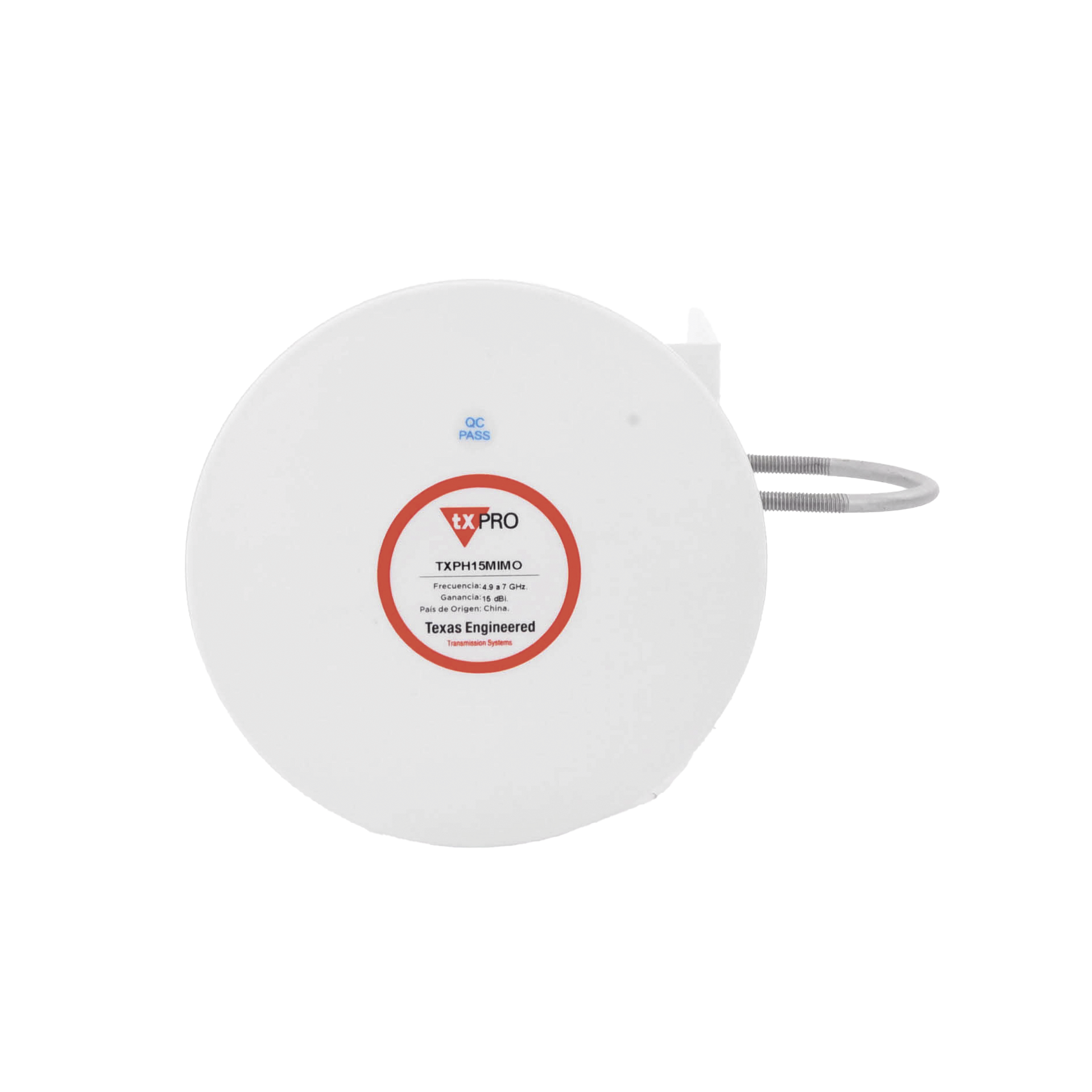 Antena Tipo Horn de 45 Â°, 15 dBi, 4.9 - 7GHz, Ideal para ambientes de alto ruido,  Tipo de conector RPSMA, con montaje y jumpers incluidos