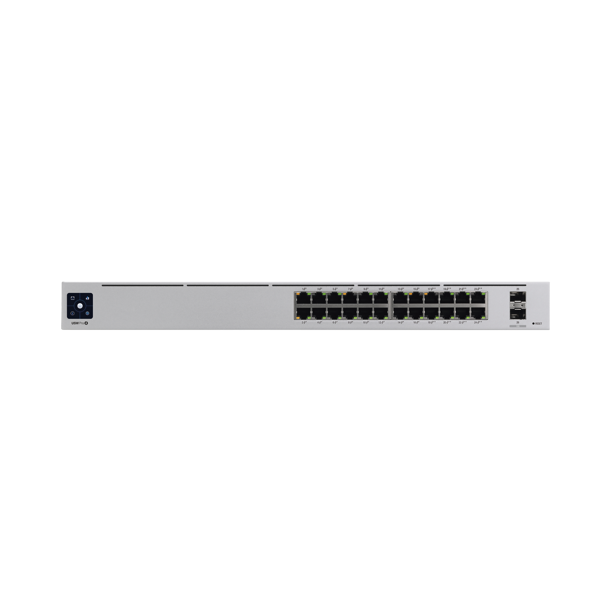 UniFi Switch USW-Pro-24-POE Gen2, con funciones capa 3, de 24 puertos PoE 802.3at/bt + 2 puertos 1/10G SFP+, 400W, pantalla informativa