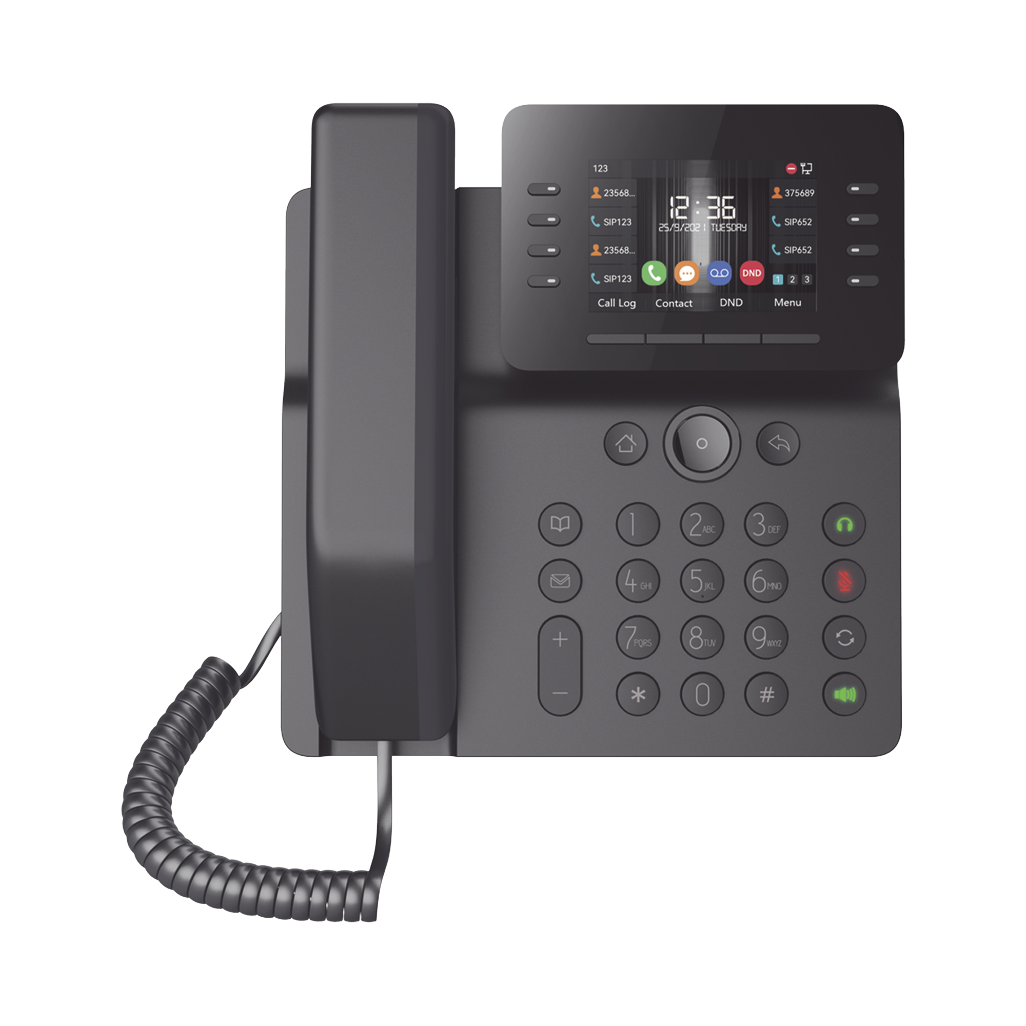 TelÃ©fono IP Empresarial Esencial WiFi / Bluetooth, 12 lÃ­neas SIP, pantalla a color 3.5", PoE, puertos Gigabit, conferencia local de 6 vÃ­as.