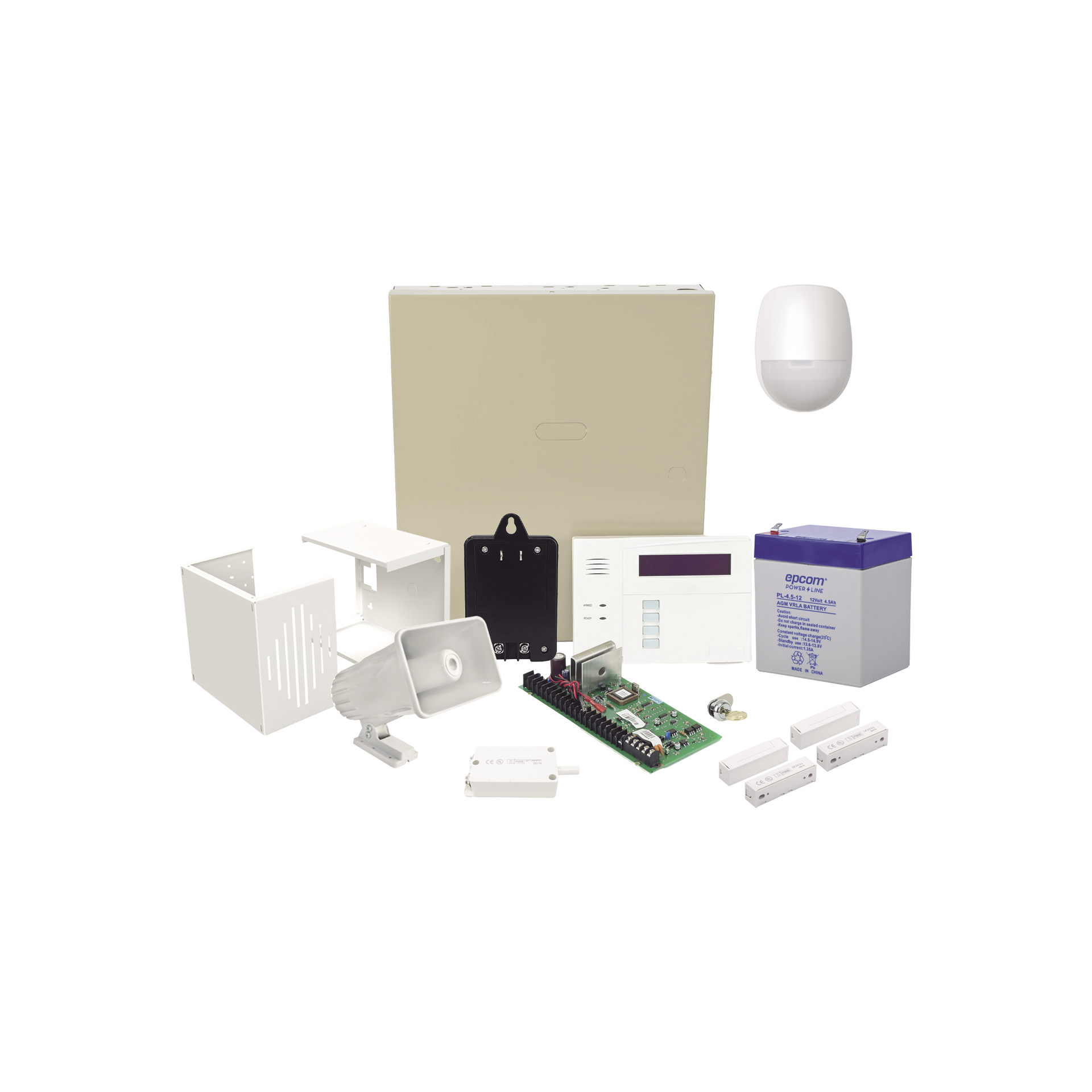 Kit Cableado con VISTA48/6160RF, BaterÃ­a, Transformador, Sensor Pir, Contactos MagnÃ©ticos, Sirena, Gabinete de sirena y Tamper