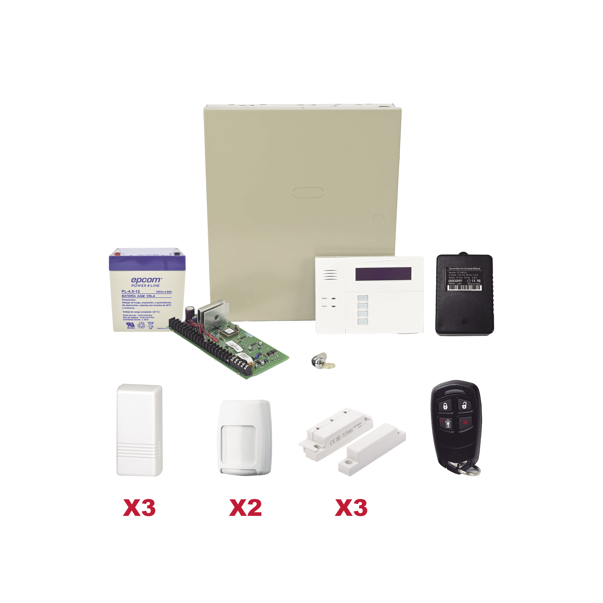 Kit inalÃ¡mbrico / Panel VISTA48LA con teclado 6160RF receptor inalÃ¡mbrico / 3 contactos 5816 / 2 PIR 5800PIR / 1 Llavero inalambrico Bateria y Transformador
