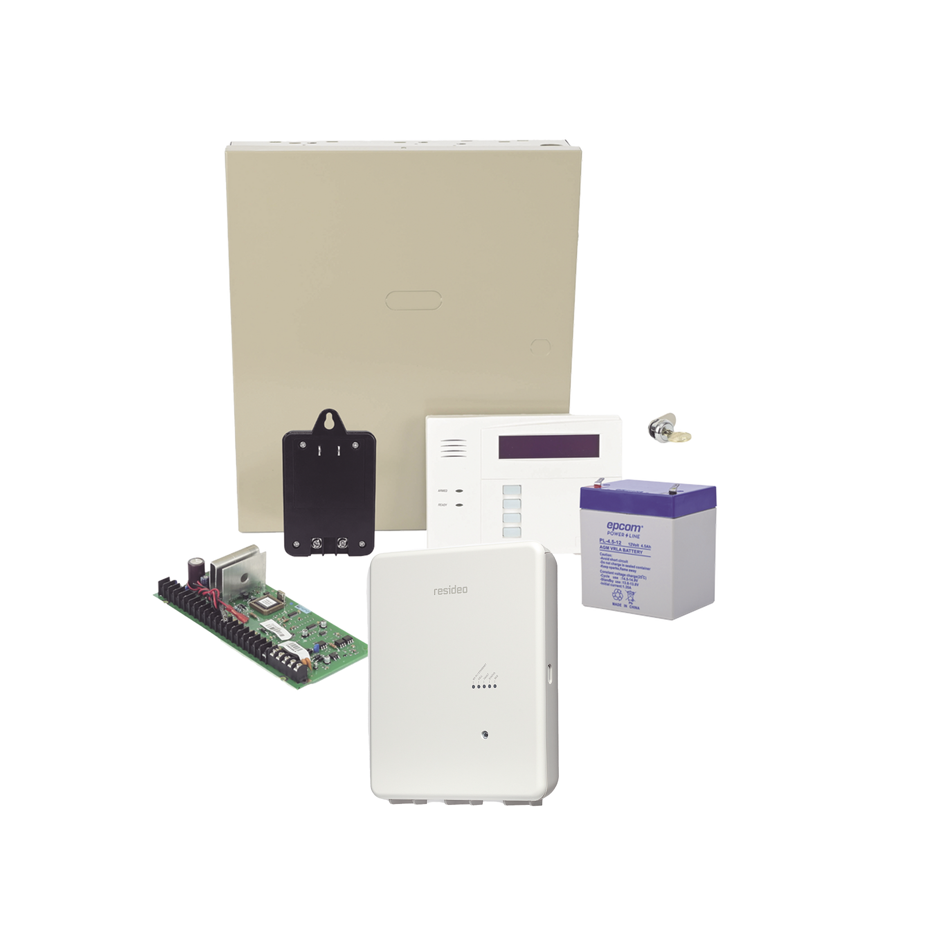 Panel de Alarma VISTA48 con Comunicador IPCOM, BaterÃ­a y Transformador