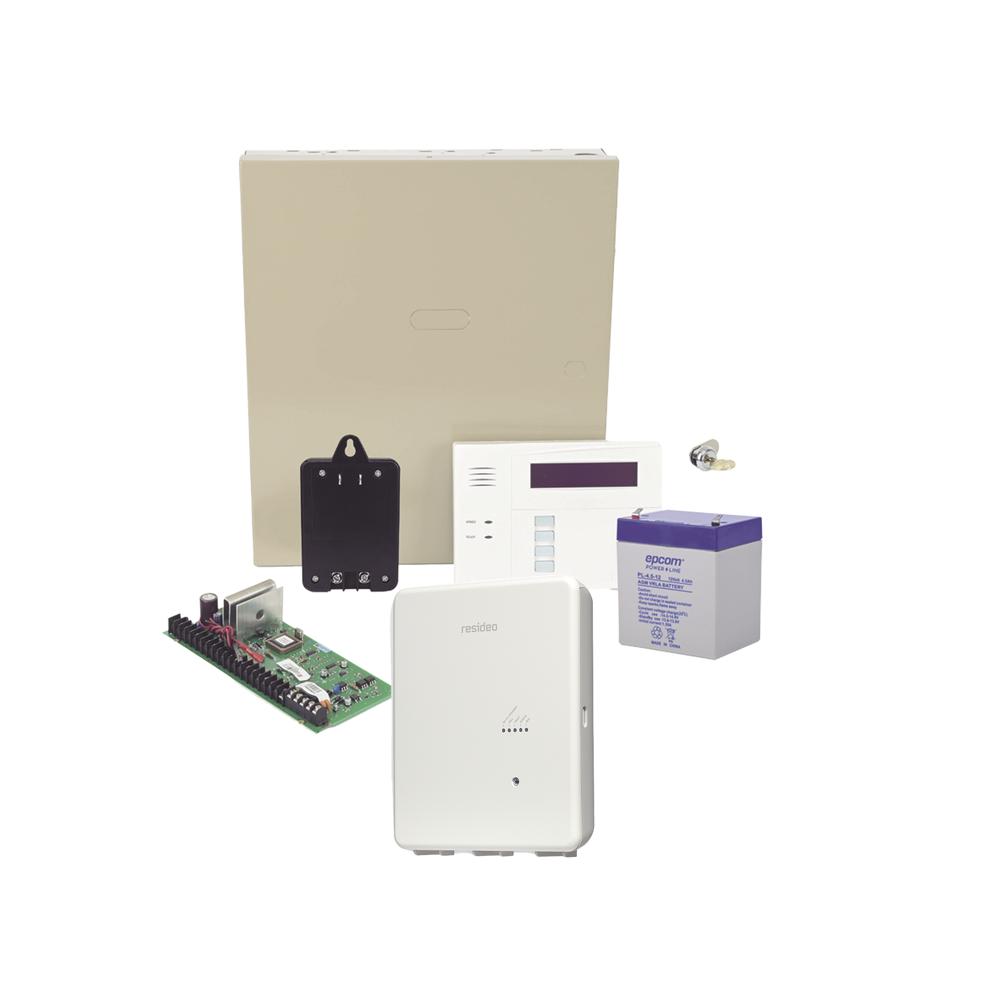 Panel de Alarma VISTA48 con Comunicador IPCOM, BaterÃ­a y Transformador