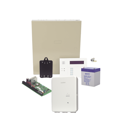 Panel de Alarma VISTA48 con Comunicador IPCOM, BaterÃ­a y Transformador