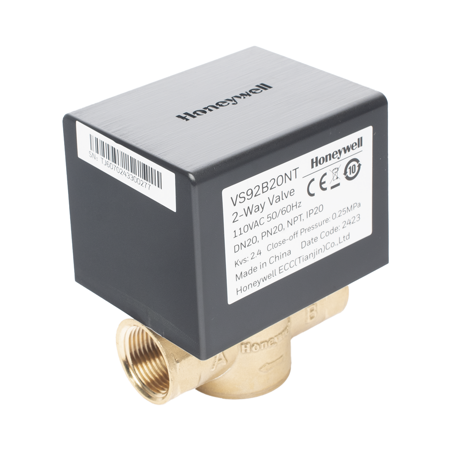 VÃ¡lvula 1/2" de control elÃ©ctrica VS9 para fan coil: DN20: PN20: 2 vÃ­as: 110 V CA: conexiÃ³n NPT