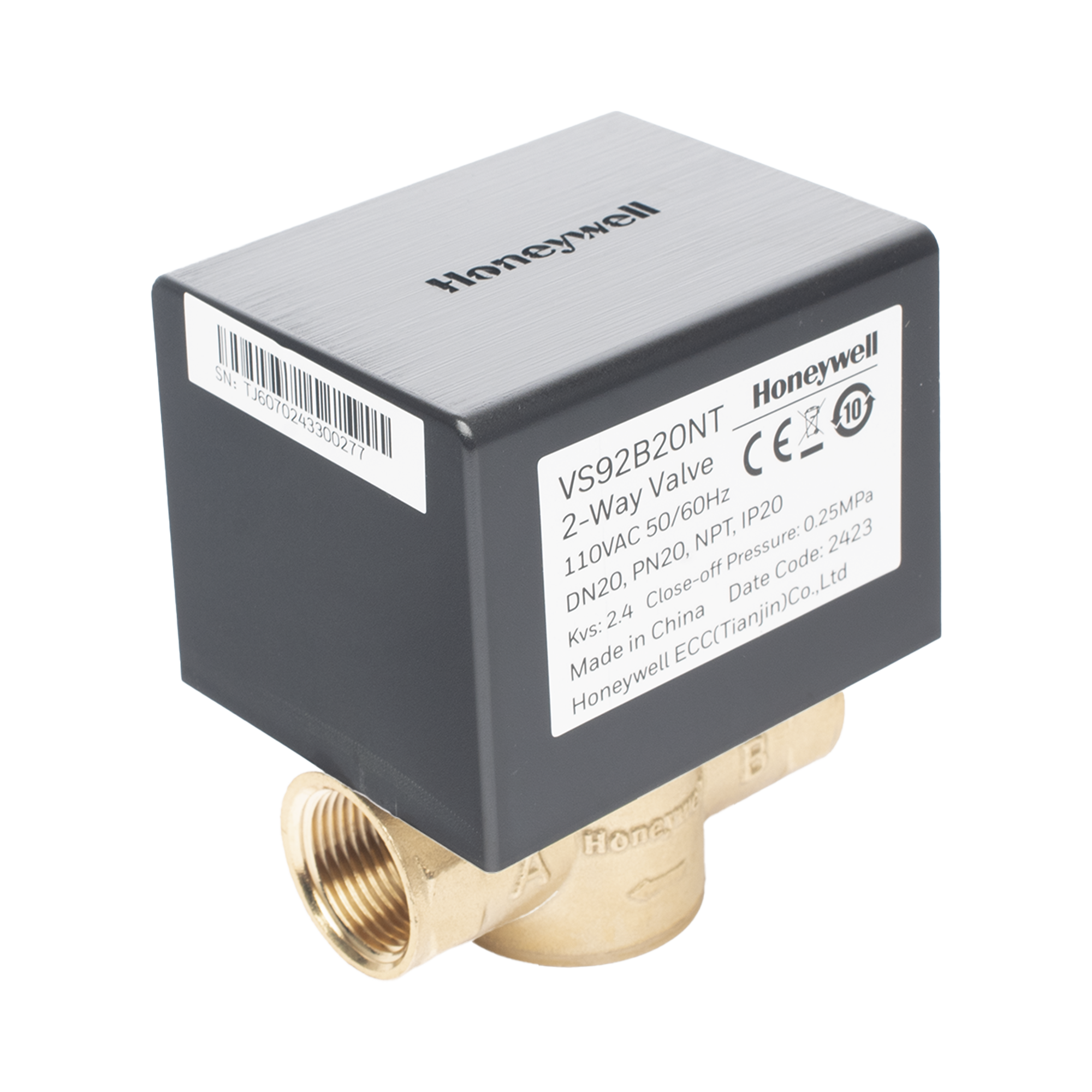 VÃ¡lvula 1/2" de control elÃ©ctrica VS9 para fan coil: DN20: PN20: 2 vÃ­as: 110 V CA: conexiÃ³n NPT