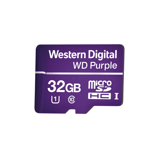 Memoria microSD de 32GB PURPLE, Especializada Para Videovigilancia, 10 VECES MAYOR DURACIÃN, 3 AÃOS DE GARANTIA