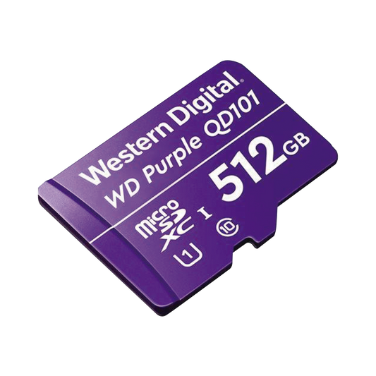 Memoria microSD de 512 GB PURPLE, Especializada Para Videovigilancia, 10 VECES MAYOR DURACIÃN, 3 AÃOS DE GARANTIA