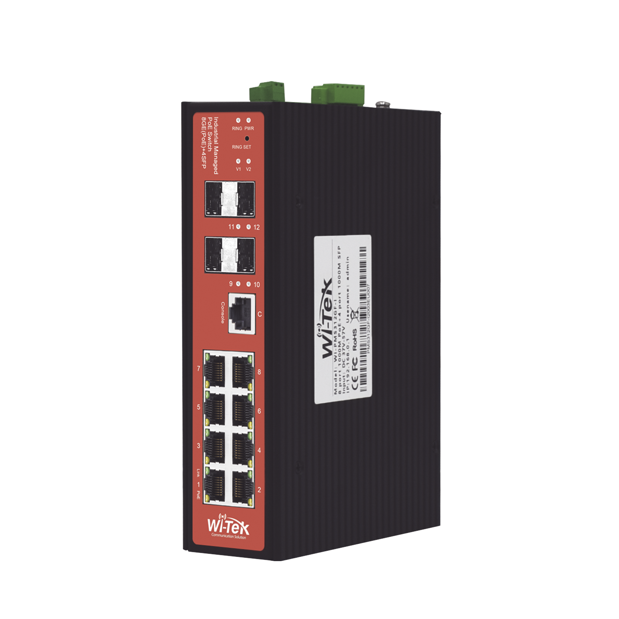 Switch Industrial 8 puertos / Administrable PoE / Puerto 1-2 PoE 24V/48V /  Puertos 3-8 puertos 802.3 af/at/bt / Presupuesto mÃ¡x 240 W