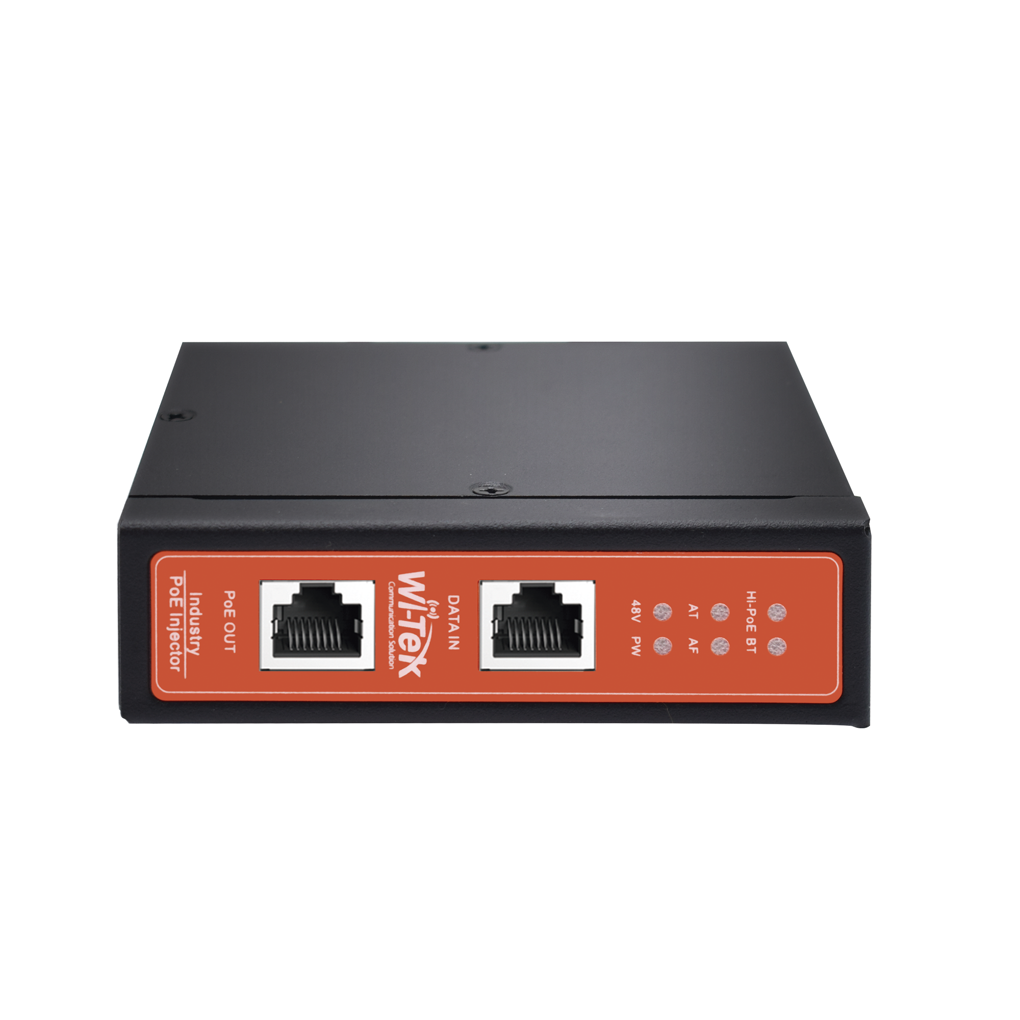 Inyector PoE Industrial / DC entrada 12-57V / PoE salida de Hasta 90W / Carcasa de Metal / Riel DIN / Aplicaciones CCTV