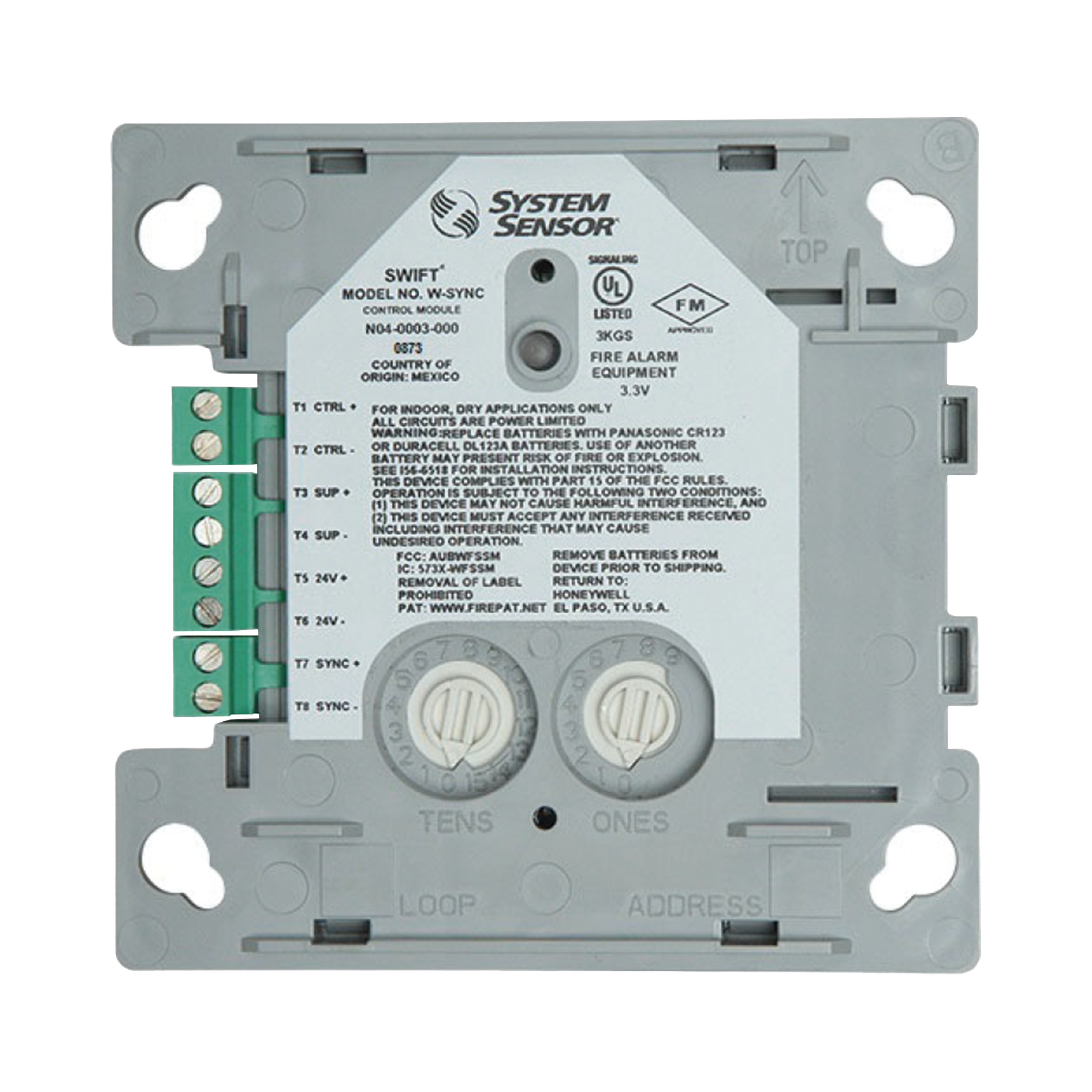 MÃ³dulo de SincronizaciÃ³n InalÃ¡mbrico / Compatible con Paneles Notifier, Fire-Lite, Silent Knight y Farenhyt / Incluye BaterÃ­as