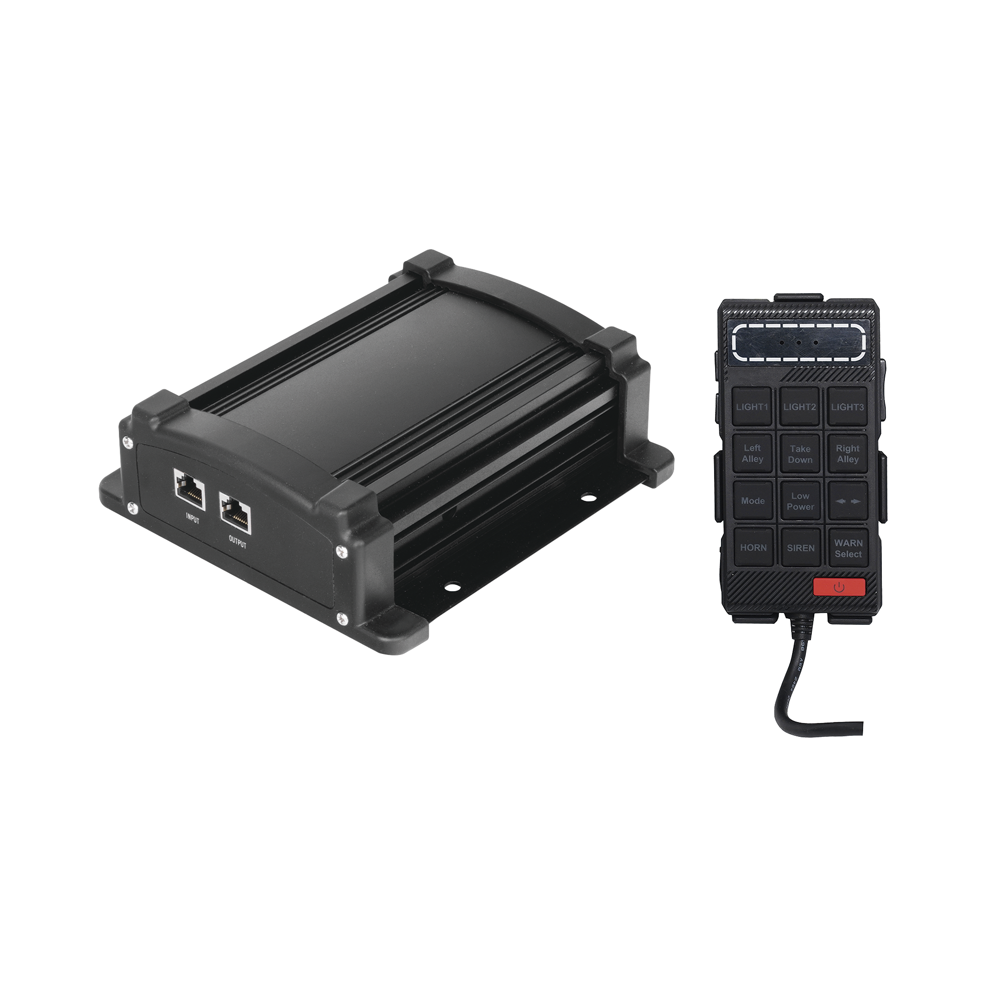 Sirena Vehicular de 100W de Potencia Con Controlador Unimando, MicrÃ³fono, Control de Tonos y Patrones de destello de Barras de Luces Serie X67 / X75