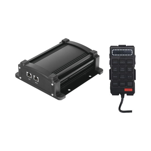 Sirena Vehicular de 100W de Potencia Con Controlador Unimando, MicrÃ³fono, Control de Tonos y Patrones de destello de Barras de Luces Serie X67 / X75