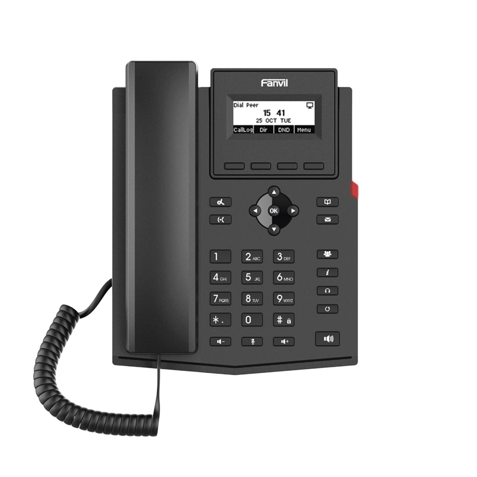 TelÃ©fono IP empresarial para 2 lineas SIP con pantalla LCD,  Puertos Gigabit, CÃ³dec Opus, conferencia de 6 vÃ­as, PoE.