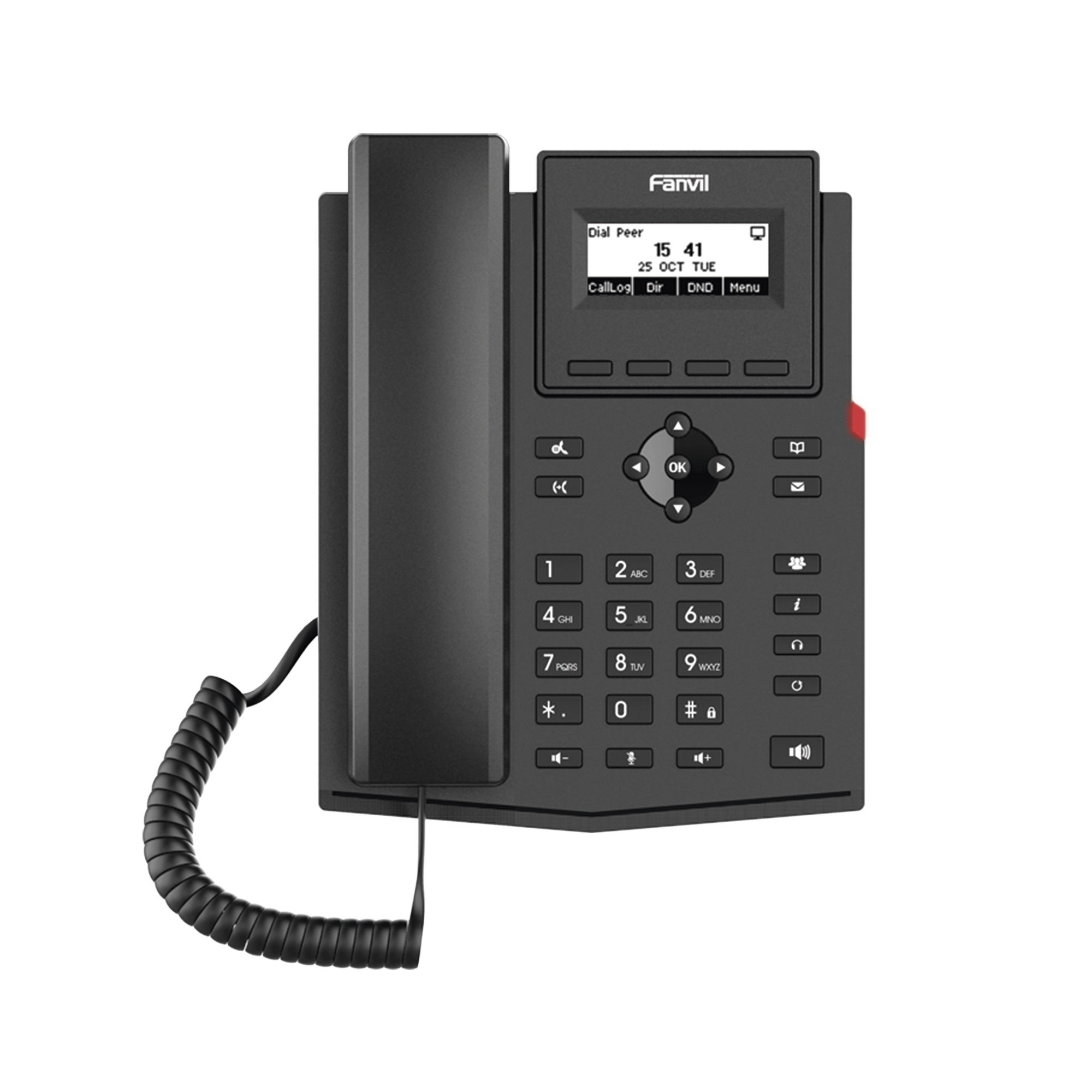 TelÃ©fono IP empresarial para 2 lineas SIP con pantalla LCD, CÃ³dec Opus, conferencia de 3 vÃ­as, PoE.