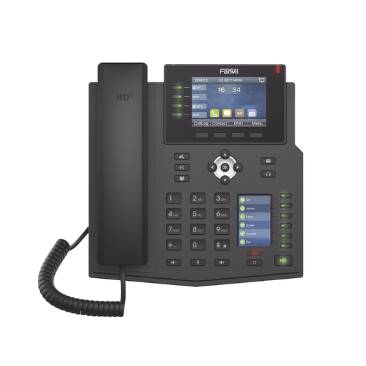 TelÃ©fono IP Empresarial con EstÃ¡ndares Europeos, 16 lÃ­neas SIP con pantalla LCD a color 3.5", 30 teclas DSS/BLF, puertos Gigabit, IPv6, Opus y conferencia de 3 vÃ­as, PoE/DC