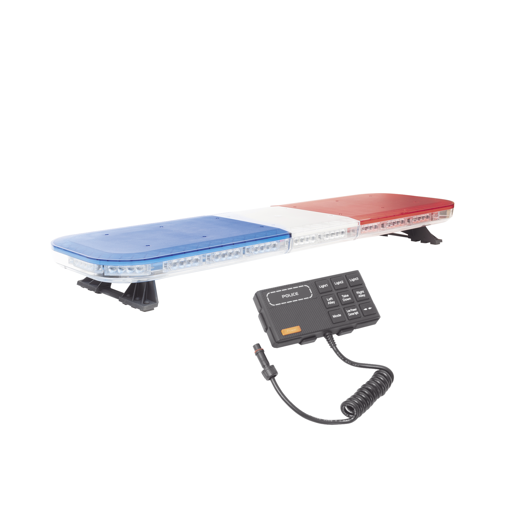 Barra de luces de 47" rojo/azul, 88 LED, con control de trÃ¡fico en color rojo/azul, ideal para equipar unidades de seguridad pÃºblica