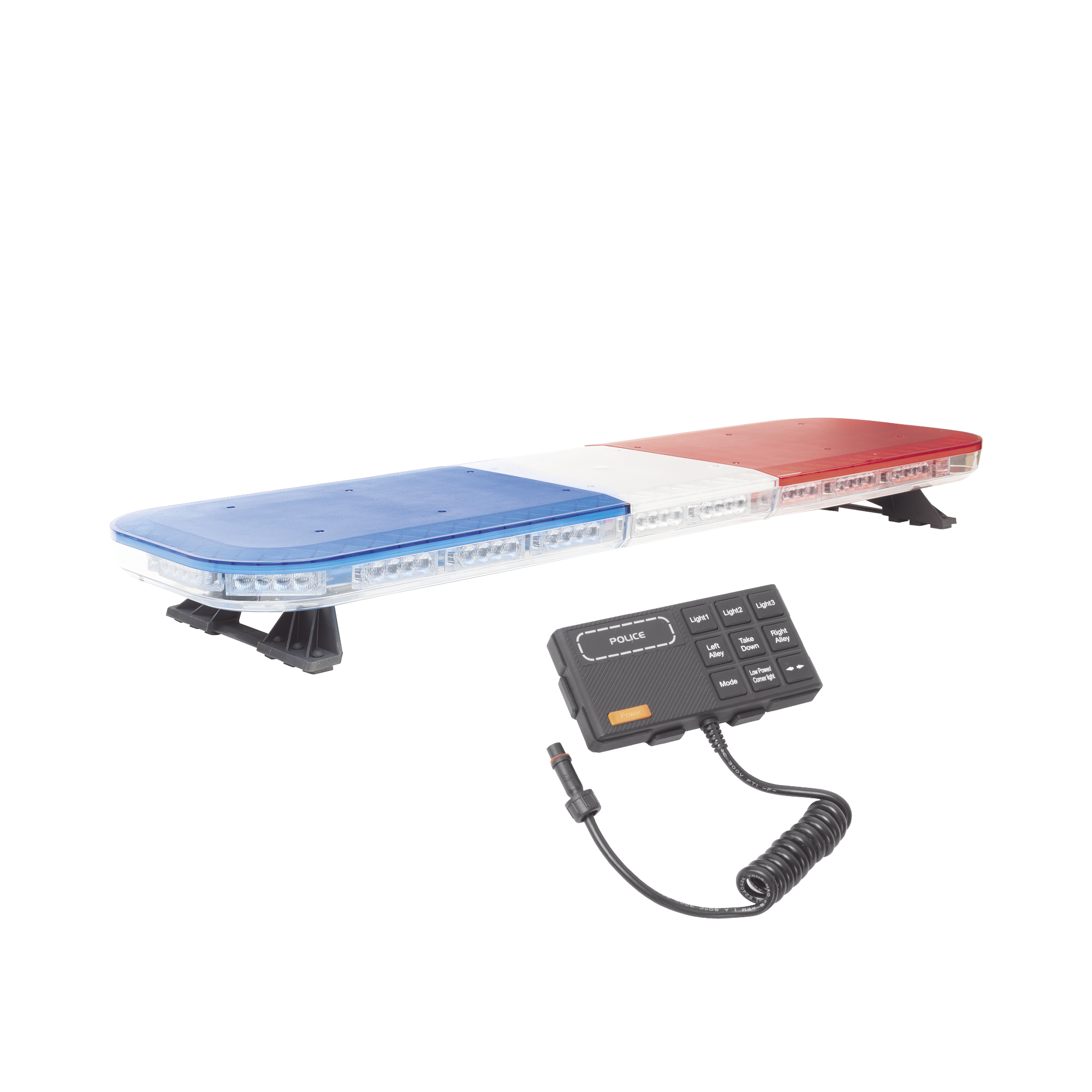 Barra de luces de 47" rojo/azul, 88 LED, con control de trÃ¡fico en color rojo/azul, ideal para equipar unidades de seguridad pÃºblica