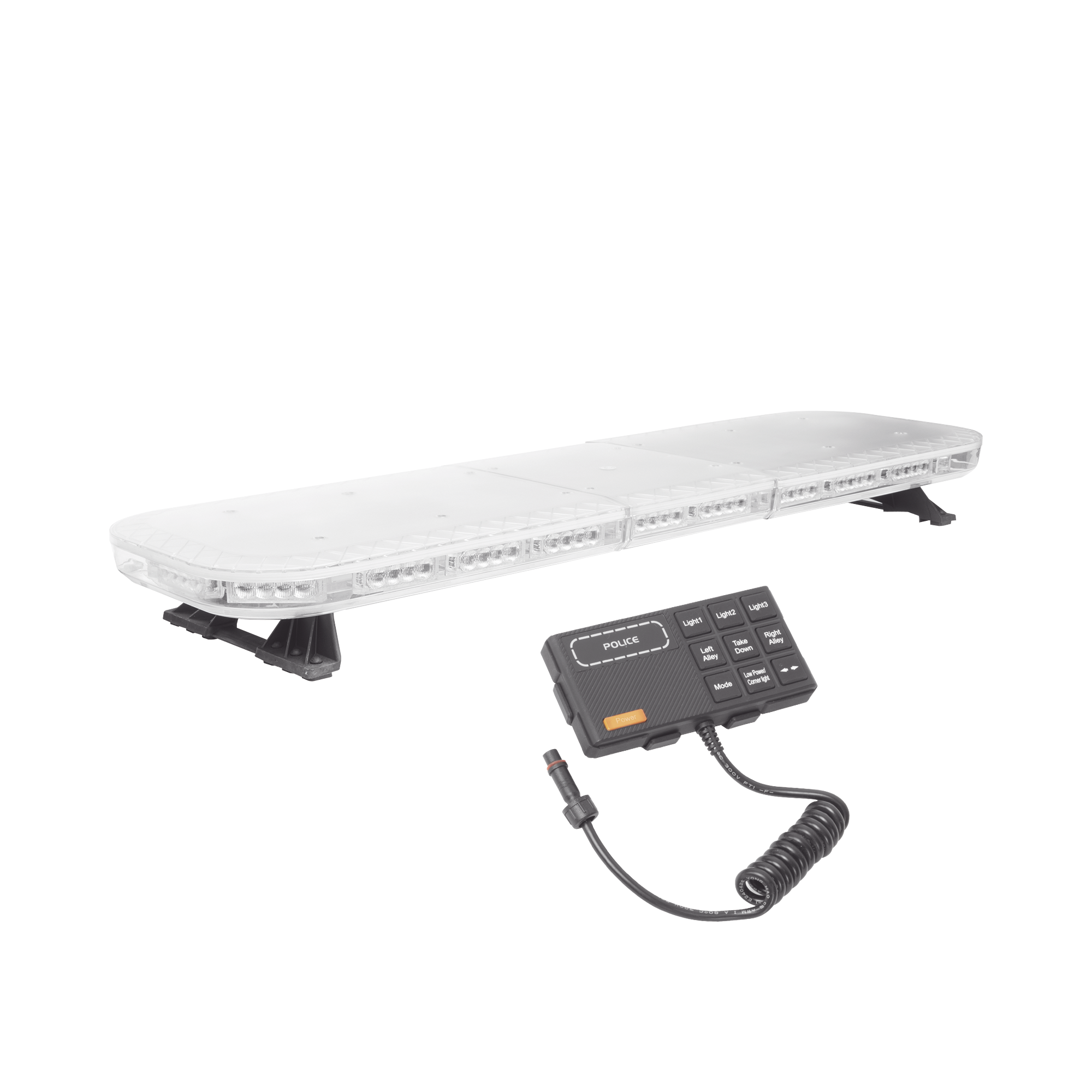 Barra de luces de 47" rojo/azul, 88 LED, con control de trÃ¡fico en color Ã¡mbar, ideal para equipar unidades de seguridad publica