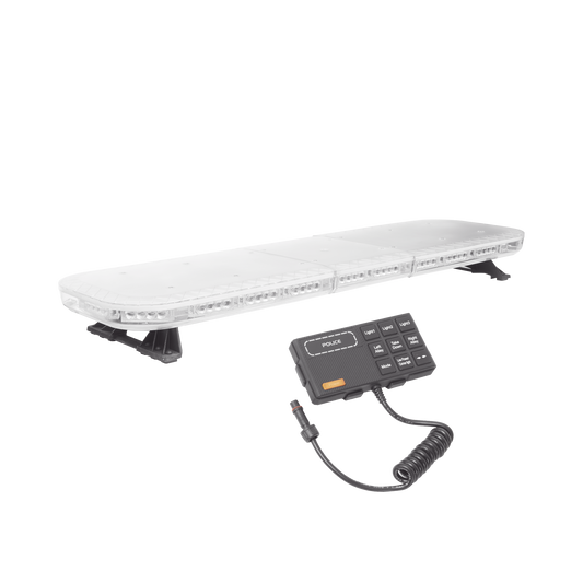 Barra de luces de 47" rojo/azul, 88 LED, con control de trÃ¡fico en color Ã¡mbar, ideal para equipar unidades de seguridad publica