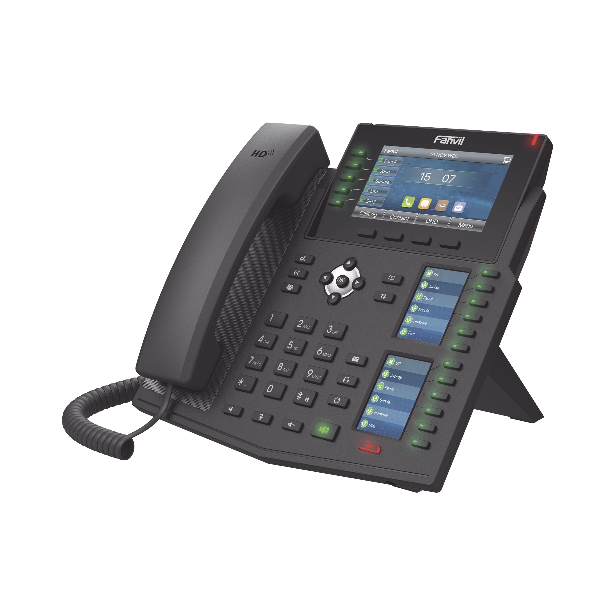 TelÃ©fono IP Empresarial con EstÃ¡ndares Europeos, 20 lineas SIP con pantalla LCD a color, 60 teclas DSS/BLF, puertos Gigabit, IPv6, Opus , PoE/DC