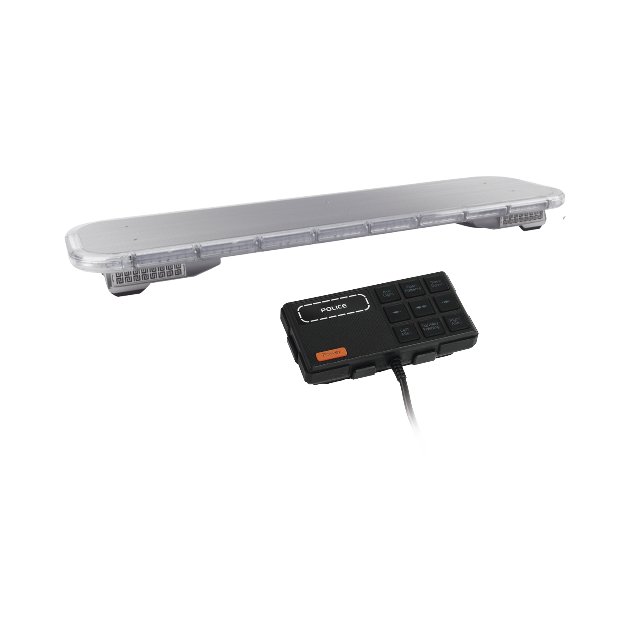 Barra de luces LED de 46" Rojo/Azul , De 132 LEDs, Sirena, Bocina y Controlador Incluido, Ideal para Equipar Unidades de Seguridad Publica