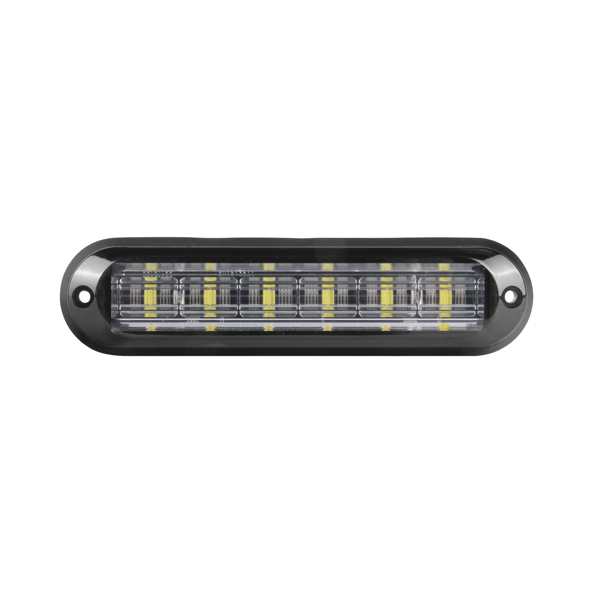 Luz Auxiliar Ultra Brillante  IP67 de 6 LEDs, Color Ambar/Claro, con mica transparente y bisel negro