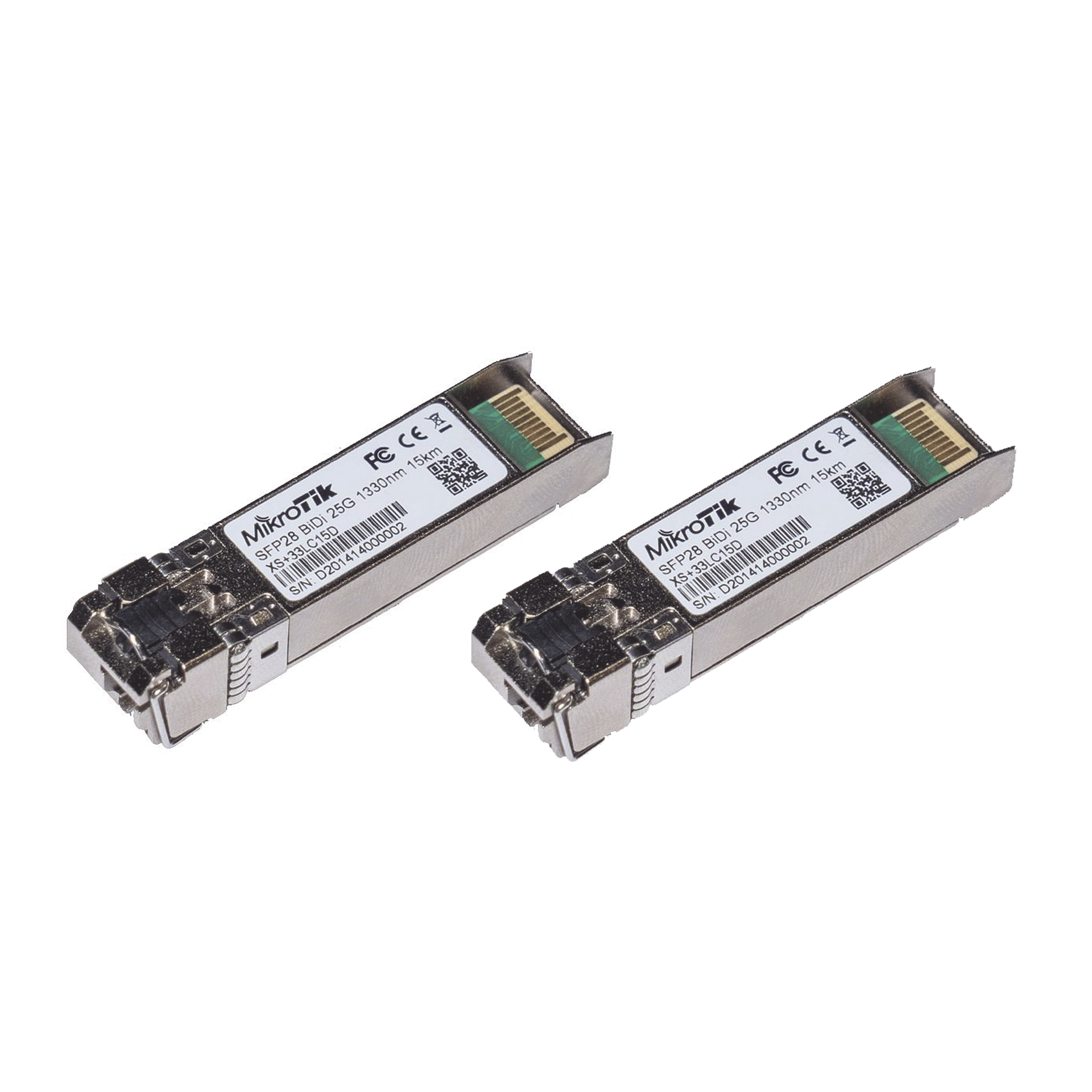 Kit de dos mÃ³dulos GBIC 1.25G SFP, 10G SFP+ y 25G SFP28. 15 km, 1270nm + 1330nm.