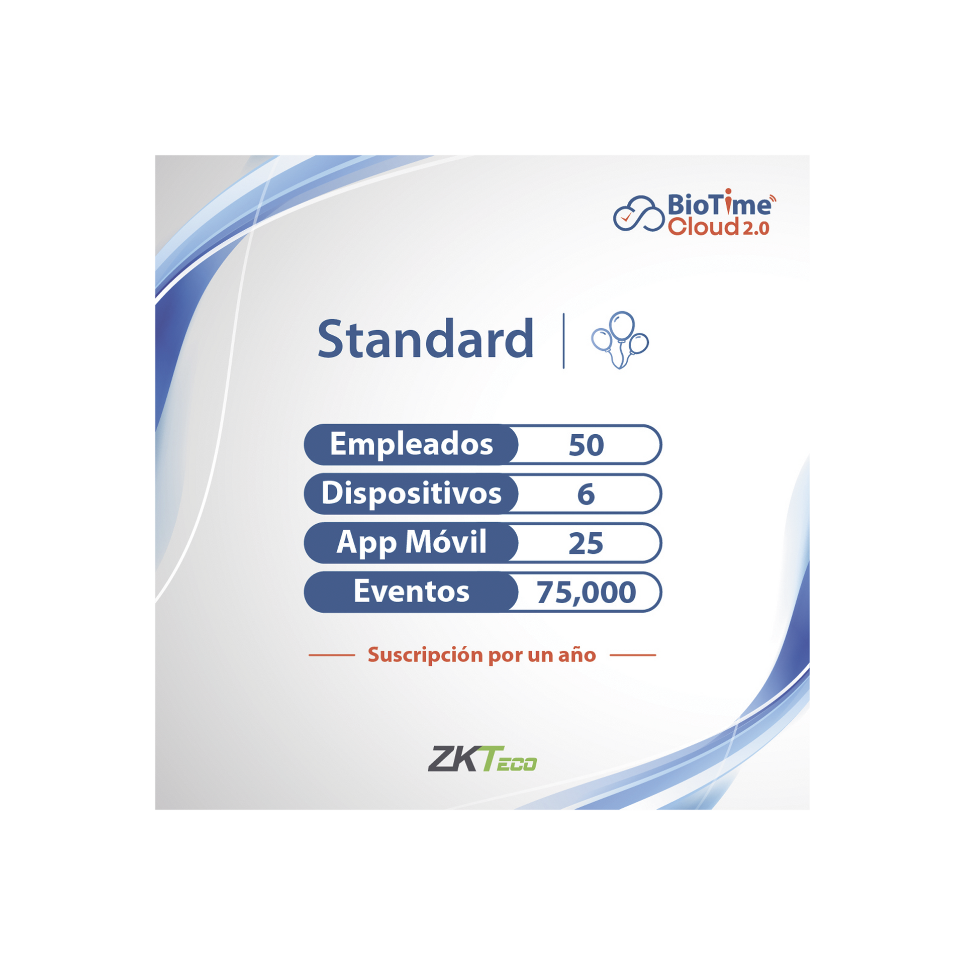 LICENCIA STANDART BIOTIME CLOUD 2.0  / 50 USUARIOS / 6 DISPOSITIVOS (Licencia Anual)