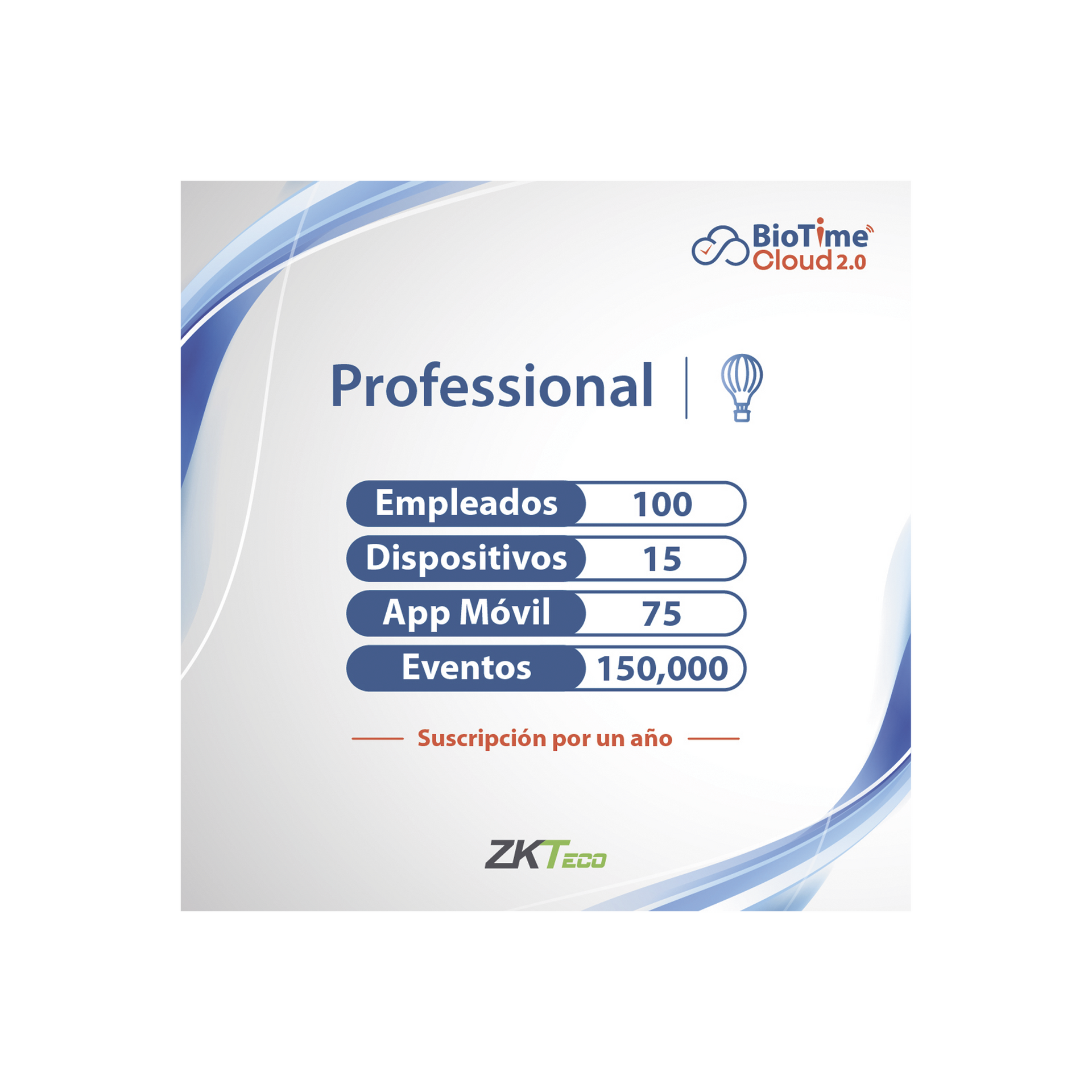 LICENCIA PROFESSIONAL BIOTIME CLOUD 2.0  / 100 USUARIOS / 15 DISPOSITIVOS (Licencia Anual)
