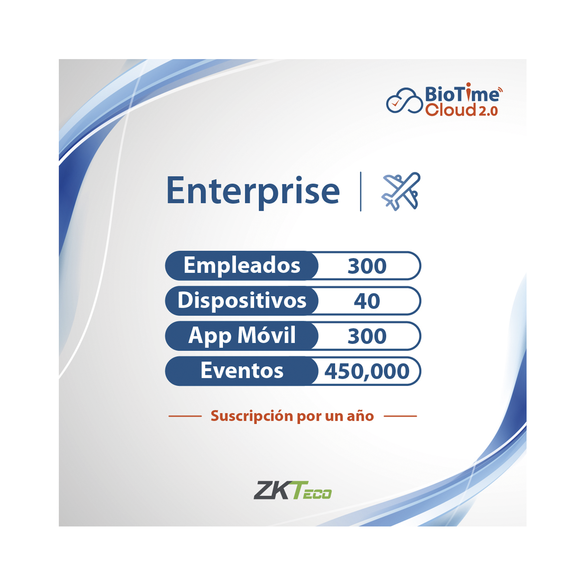 LICENCIA ENTERPRISE BIOTIME CLOUD 2.0  / 300 USUARIOS / 40 DISPOSITIVOS (Licencia Anual)