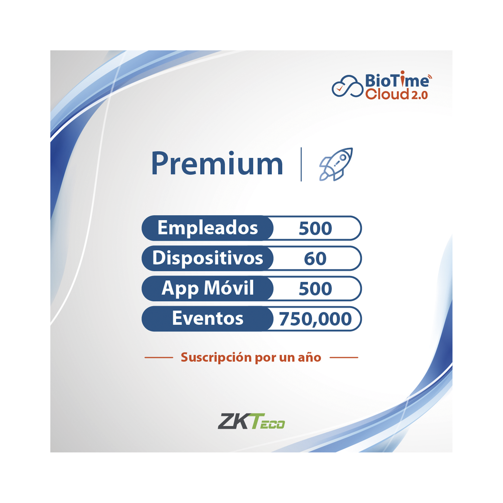 LICENCIA PREMIUM BIOTIME CLOUD 2.0  / 500 USUARIOS / 60 DISPOSITIVOS (Licencia Anual)