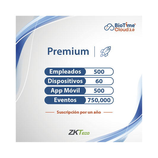 LICENCIA PREMIUM BIOTIME CLOUD 2.0  / 500 USUARIOS / 60 DISPOSITIVOS (Licencia Anual)
